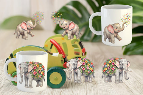 Mug Wrap Festive Carnival Elephant Watercolor Sublimation artnoy 