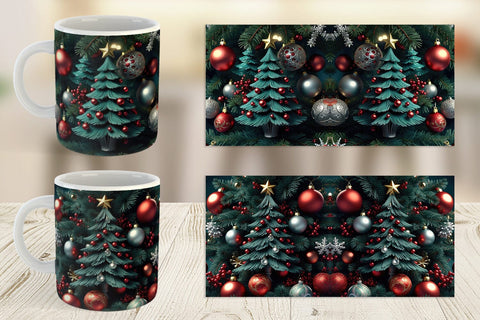 Mug Wrap Festive Christmas Tree Sublimation artnoy 