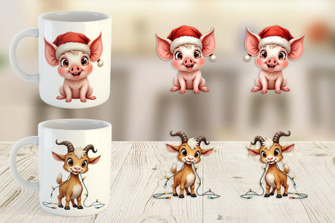 Mug Wrap Festive Farmhouse Friends Vintage Christmas Sublimation artnoy 