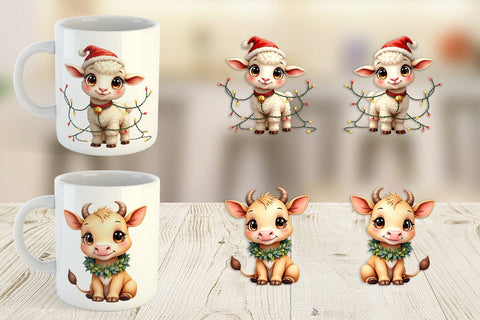 Mug Wrap Festive Farmhouse Friends Vintage Christmas Sublimation artnoy 