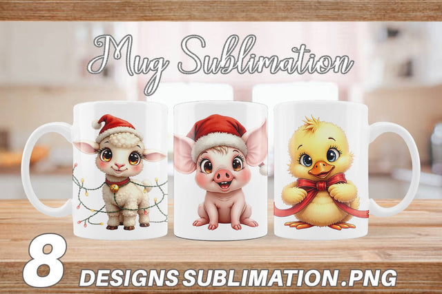 Mug Wrap Festive Farmhouse Friends Vintage Christmas Sublimation artnoy 