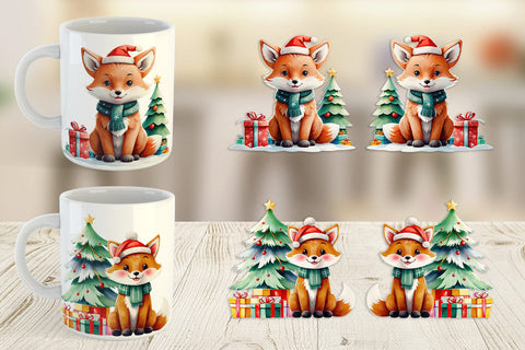 Mug Wrap Festive Fox Sublimation artnoy 