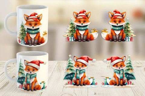 Mug Wrap Festive Fox Sublimation artnoy 