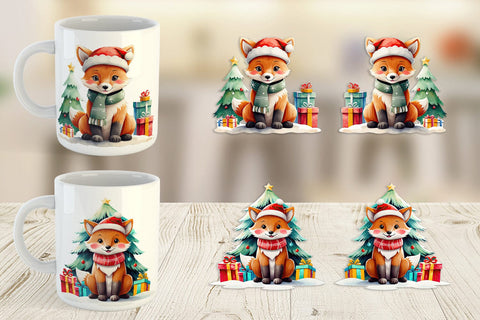 Mug Wrap Festive Fox Sublimation artnoy 