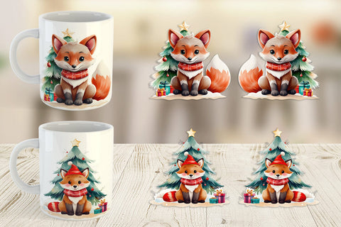 Mug Wrap Festive Fox Sublimation artnoy 