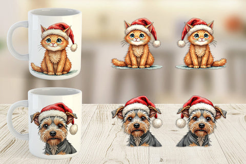 Mug Wrap Festive Furry Friends Sublimation artnoy 