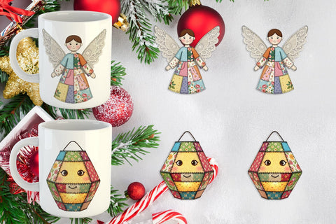 Mug Wrap Festive Handcrafted Patchwork Sublimation artnoy 