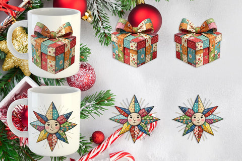 Mug Wrap Festive Handcrafted Patchwork Sublimation artnoy 