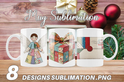 Mug Wrap Festive Handcrafted Patchwork Sublimation artnoy 