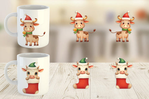 Mug Wrap Festive Highland Calf Sublimation artnoy 