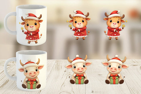 Mug Wrap Festive Highland Calf Sublimation artnoy 