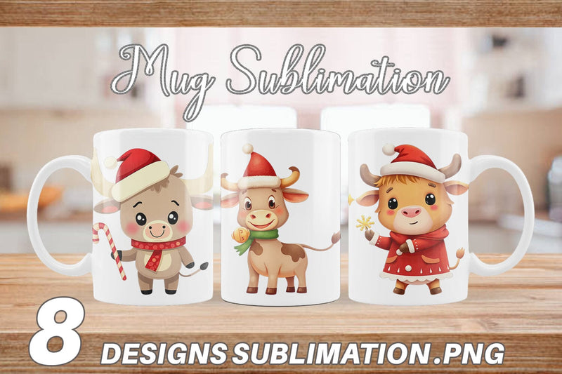 Mug Wrap Festive Highland Calf Sublimation artnoy 
