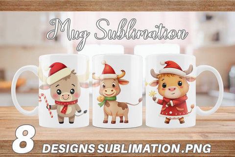 Mug Wrap Festive Highland Calf Sublimation artnoy 