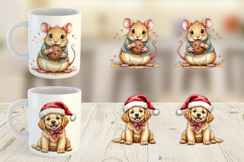 Mug Wrap Festive Patchwork Pets Sublimation artnoy 