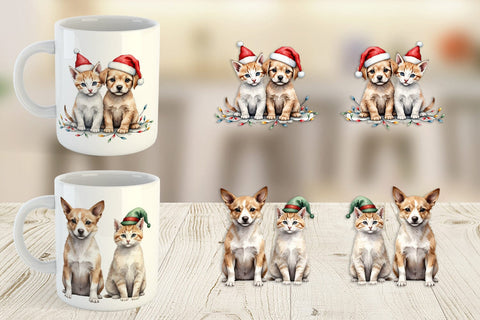 Mug Wrap Festive Pets Sublimation artnoy 