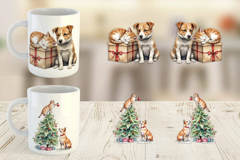 Mug Wrap Festive Pets Sublimation artnoy 