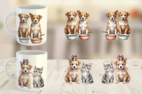 Mug Wrap Festive Pets Sublimation artnoy 