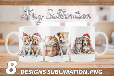 Mug Wrap Festive Pets Sublimation artnoy 