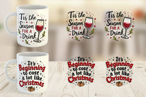 Mug Wrap Festively Fed Up Relatable Holiday Stress Quotes Sublimation artnoy 