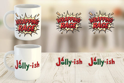 Mug Wrap Festively Fed Up Relatable Holiday Stress Quotes Sublimation artnoy 