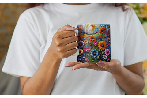 Mug Wrap Field Flower Painting Sublimation artnoy 