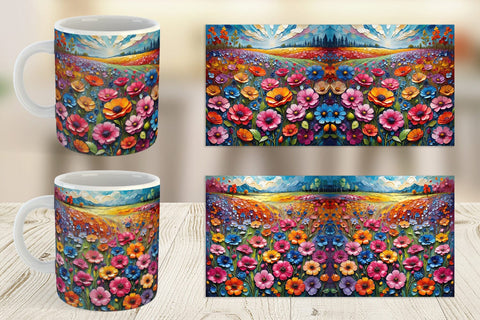 Mug Wrap Field Flower Painting Sublimation artnoy 