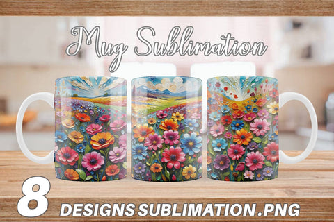Mug Wrap Field Flower Painting Sublimation artnoy 