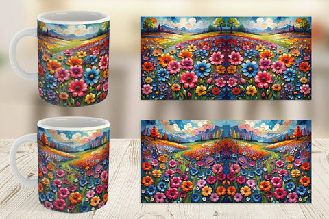 Mug Wrap Field Flower Painting Sublimation artnoy 