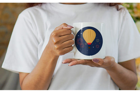 Mug Wrap Fireworks Hot Air Balloon Sublimation artnoy 