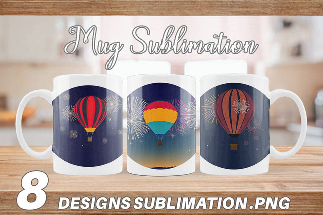 Mug Wrap Fireworks Hot Air Balloon Sublimation artnoy 