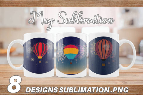 Mug Wrap Fireworks Hot Air Balloon Sublimation artnoy 