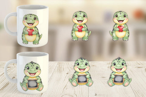 Mug Wrap First Day School Dino Watercolor Sublimation artnoy 