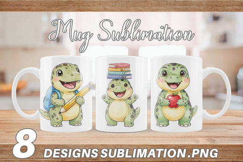 Mug Wrap First Day School Dino Watercolor Sublimation artnoy 