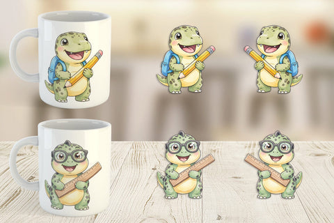 Mug Wrap First Day School Dino Watercolor Sublimation artnoy 