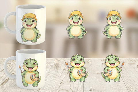 Mug Wrap First Day School Dino Watercolor Sublimation artnoy 
