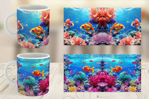 Mug Wrap Fish Swim Tropical Ocean Sublimation artnoy 