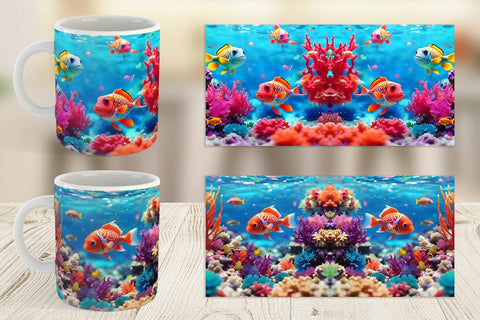Mug Wrap Fish Swim Tropical Ocean Sublimation artnoy 