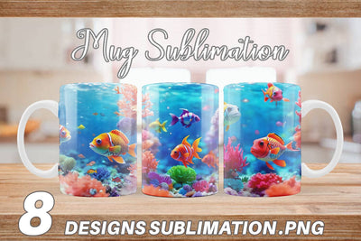 Mug Wrap Fish Swim Tropical Ocean Sublimation artnoy 