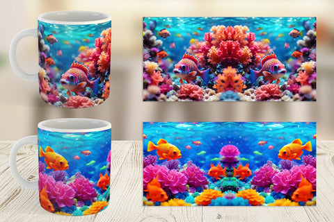 Mug Wrap Fish Swim Tropical Ocean Sublimation artnoy 