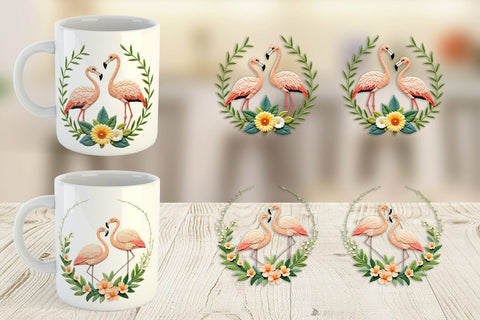 Mug Wrap Flamingo Embroidery Sublimation artnoy 