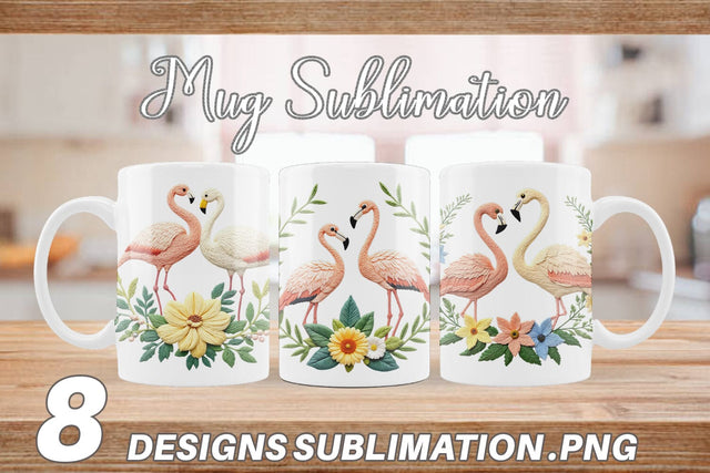 Mug Wrap Flamingo Embroidery Sublimation artnoy 