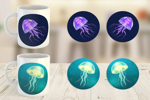 Mug Wrap Floating Jellyfish Sublimation artnoy 