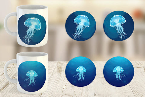 Mug Wrap Floating Jellyfish Sublimation artnoy 