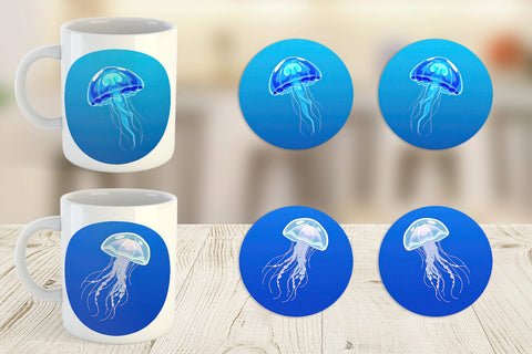 Mug Wrap Floating Jellyfish Sublimation artnoy 