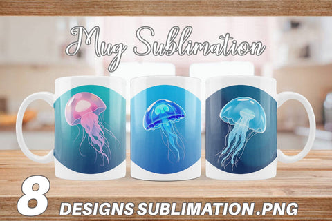 Mug Wrap Floating Jellyfish Sublimation artnoy 