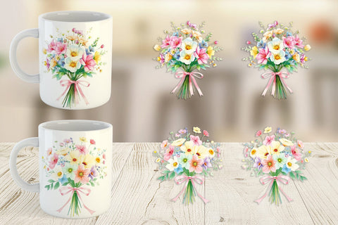 Mug Wrap Floral Bouquets Sublimation artnoy 