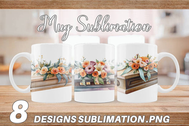 Mug Wrap Floral Coffin Watercolor Sublimation artnoy 