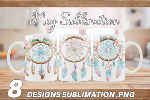 Mug Wrap Floral Dreamcatcher Sublimation artnoy 