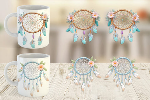 Mug Wrap Floral Dreamcatcher Sublimation artnoy 