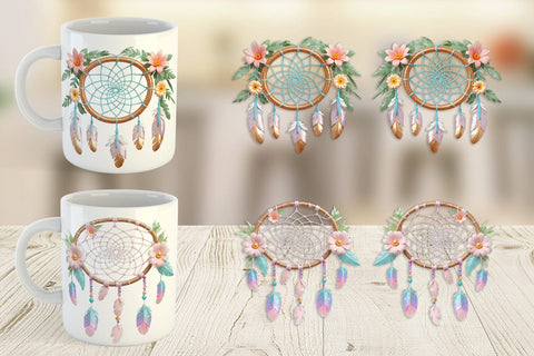 Mug Wrap Floral Dreamcatcher Sublimation artnoy 